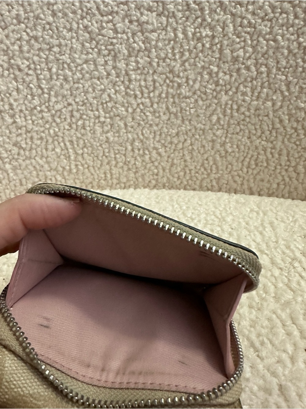 Coach Beige Signature Small Fold Wallet with Silver Logo - Picture 3 of 3